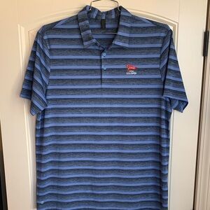 Like New! adidas 123rd US Open Navy and Light Blue Striped Polo